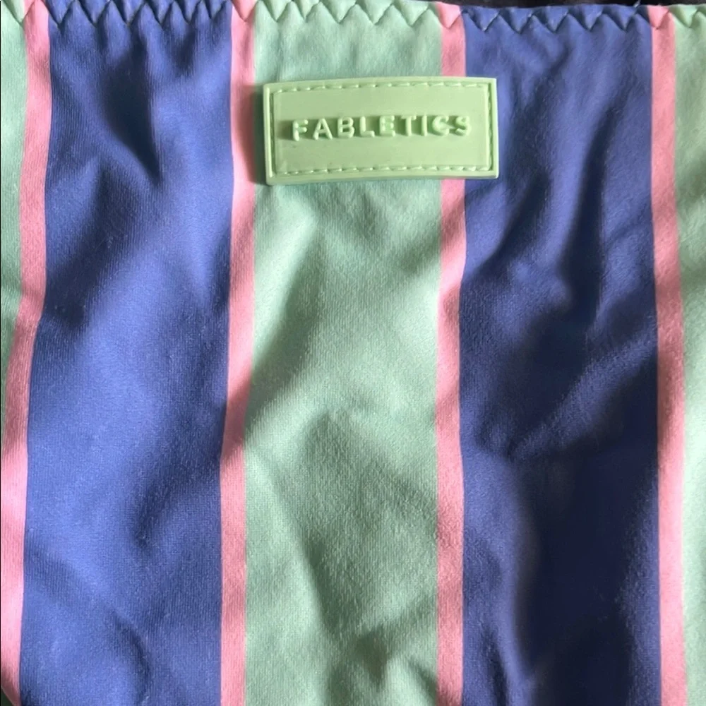 Fabletics Striped Bikini Set in Blue and Green- reversible - Picture 2 of 3